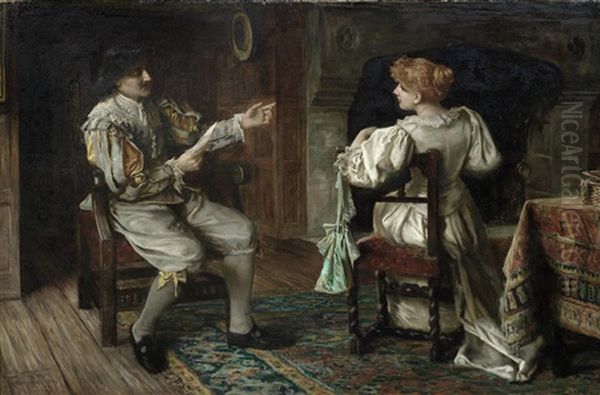 Reading The Letter Oil Painting by Francis Sydney Muschamp