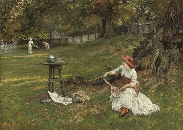 A Game Of Tennis Oil Painting by Francis Sydney Muschamp