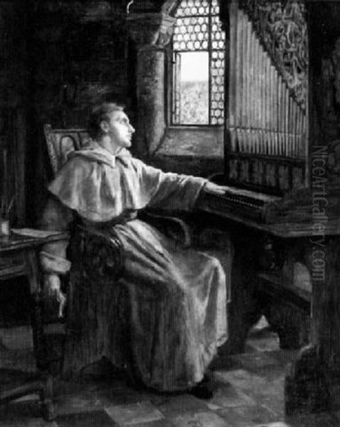 Cleric Seated At An Organ Oil Painting by Francis Sydney Muschamp