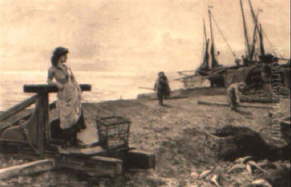 On The Beach Oil Painting by Francis Sydney Muschamp