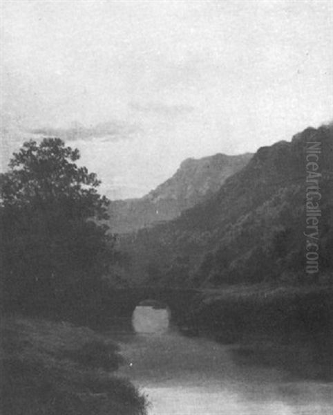 Evening At Pool - Bettws-y-coed Oil Painting by Francis Sydney Muschamp