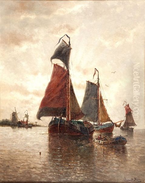 Boats Oil Painting by Auguste Henri Musin