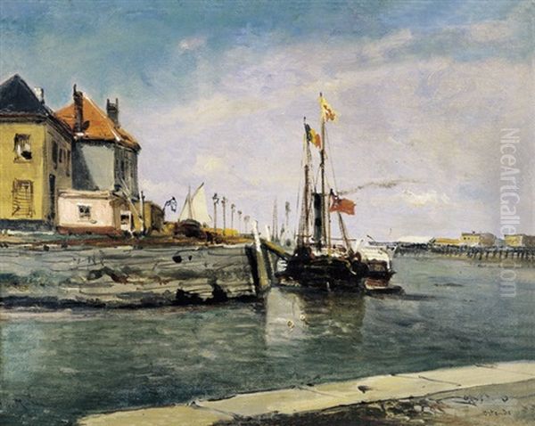 Vissershaven Te Oostende Oil Painting by Auguste Henri Musin