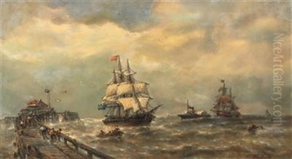 Storm Off The Coast Oil Painting by Francois-Etienne Musin