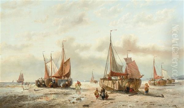 Return Of The Fishermen Oil Painting by Francois-Etienne Musin