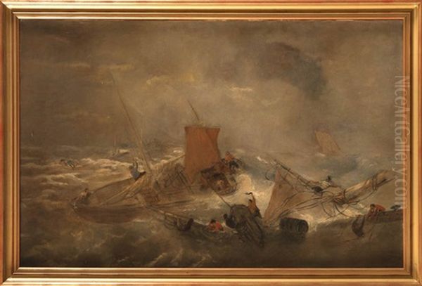 Le Naufrage Oil Painting by Francois-Etienne Musin