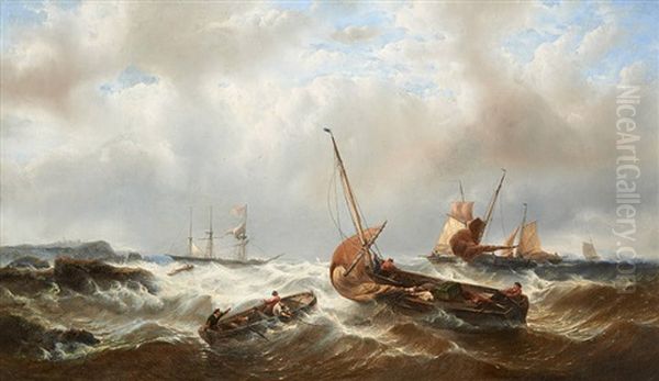 Pecheurs Dans La Tempete Oil Painting by Francois-Etienne Musin