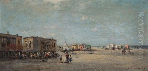 Vue D'une Plage Animee Oil Painting by Francois-Etienne Musin