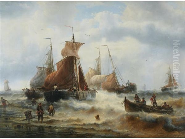 The Return Of The Fishermen Oil Painting by Francois-Etienne Musin