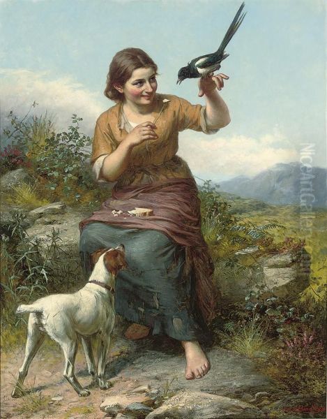 Feeding The Bird Oil Painting by Frank Bindley