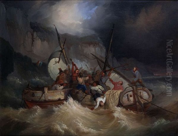 Bataille De Pirates Oil Painting by Francois-Etienne Musin