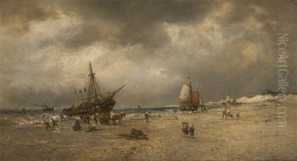 Le Debarquement Oil Painting by Francois-Etienne Musin