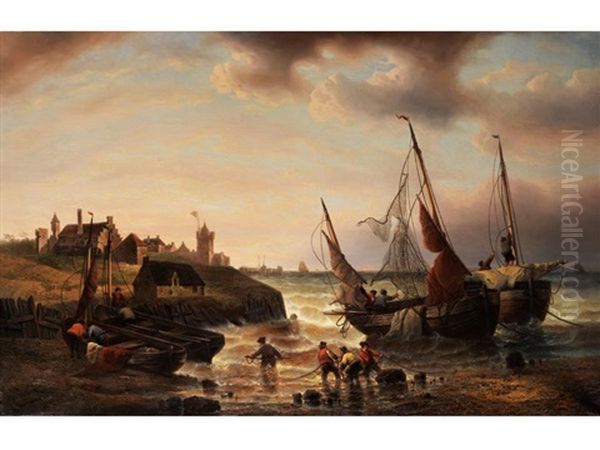 Heimkehr Vom Fischfang Oil Painting by Francois-Etienne Musin