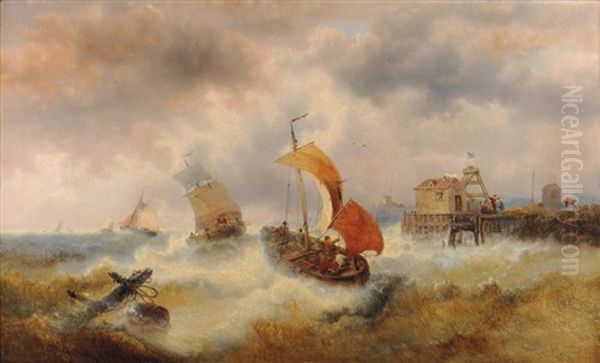 Bateaux Dans La Tempete Oil Painting by Francois-Etienne Musin