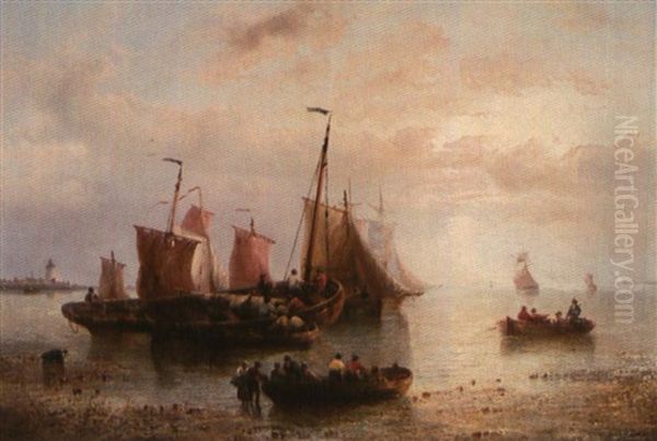 Scene De Peche Oil Painting by Francois-Etienne Musin