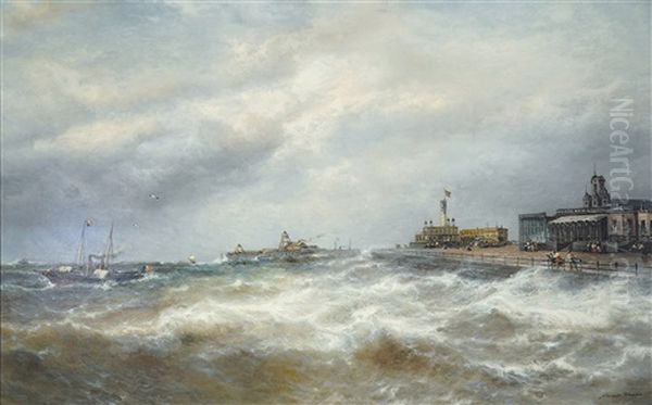 L'ancienne Digue De Mer D'ostende Oil Painting by Francois-Etienne Musin