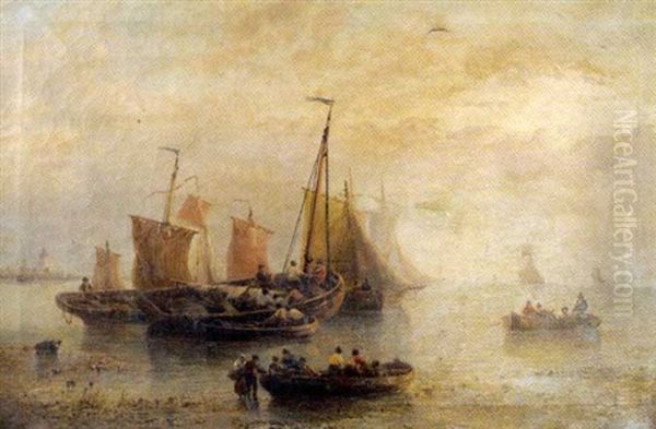 Scene De Peche, Ostende, Bruxelles Oil Painting by Francois-Etienne Musin