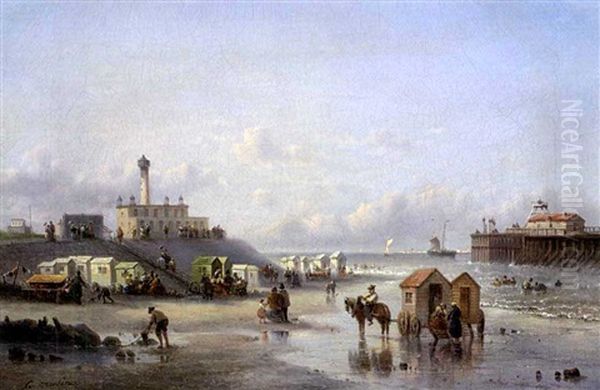 Badestrand Bei Boulogne Oil Painting by Francois-Etienne Musin