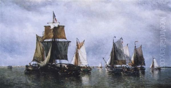 Depart Pour La Peche Oil Painting by Francois-Etienne Musin