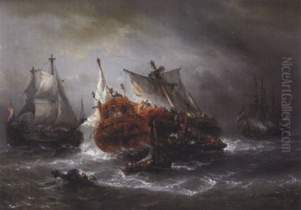 L'abordage Oil Painting by Francois-Etienne Musin