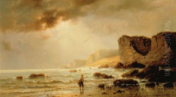 Pecheurs Pres Du Rivage Sur Fond De Rocher Oil Painting by Francois-Etienne Musin