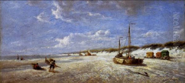 Vissers Op Het Strand Oil Painting by Francois-Etienne Musin