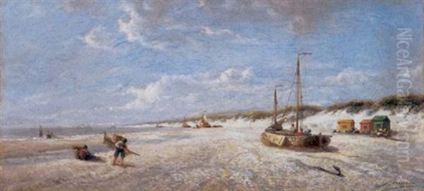 Vissers Op Het Strand Oil Painting by Francois-Etienne Musin