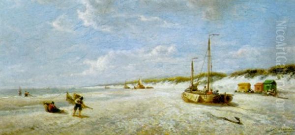 Vissers Op Het Strand Oil Painting by Francois-Etienne Musin