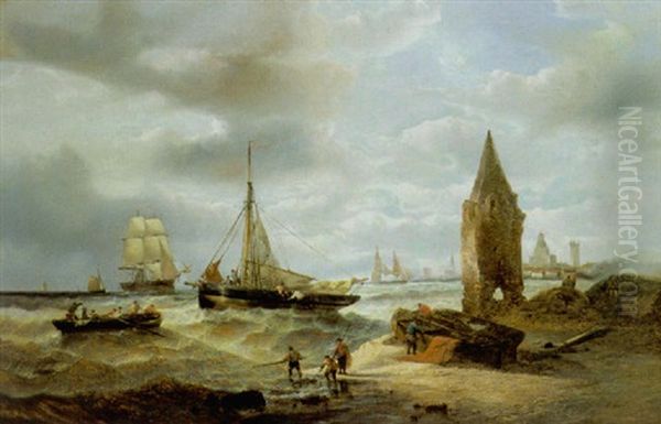 Vissers Bij De Riviermonding Oil Painting by Francois-Etienne Musin