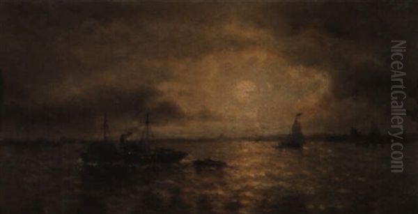 Marine Au Clair De Lune Oil Painting by Francois-Etienne Musin