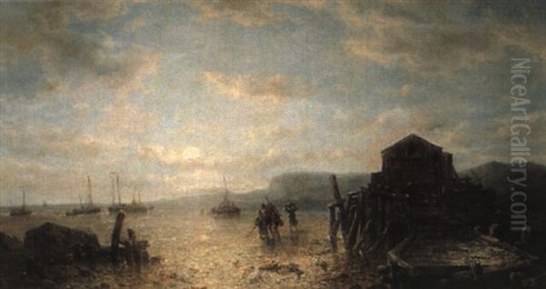 Pecheurs Au Crepuscule Oil Painting by Francois-Etienne Musin