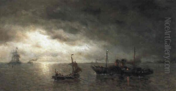 Temps Orageux Sur L'escaut A Terneuzen Oil Painting by Francois-Etienne Musin