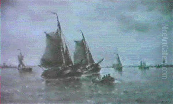 Gute Brise Westlich Von Moerdyk In Holland Oil Painting by Francois-Etienne Musin