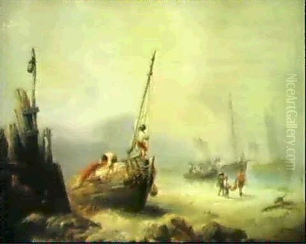 Retour Des Pecheurs Oil Painting by Francois-Etienne Musin