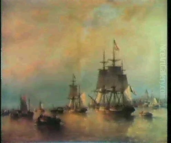 La Rade De Calais Oil Painting by Francois-Etienne Musin