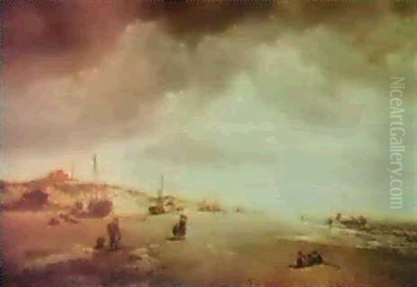 The Beach At Nieuport Oil Painting by Francois-Etienne Musin