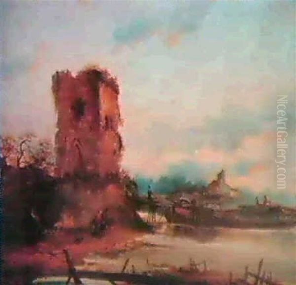 Vid Floden Oil Painting by Francois-Etienne Musin