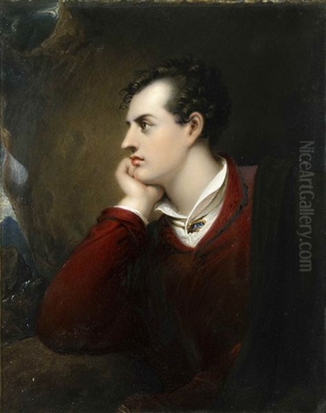 Lord Byron (after Richard Westall) Oil Painting by Charles Muss