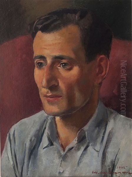 Portrait Of A Young Man (selfportait?) Oil Painting by Halil-Bey Mussaijassul