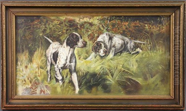 Pointers Oil Painting by Gustav Muss-Arnolt