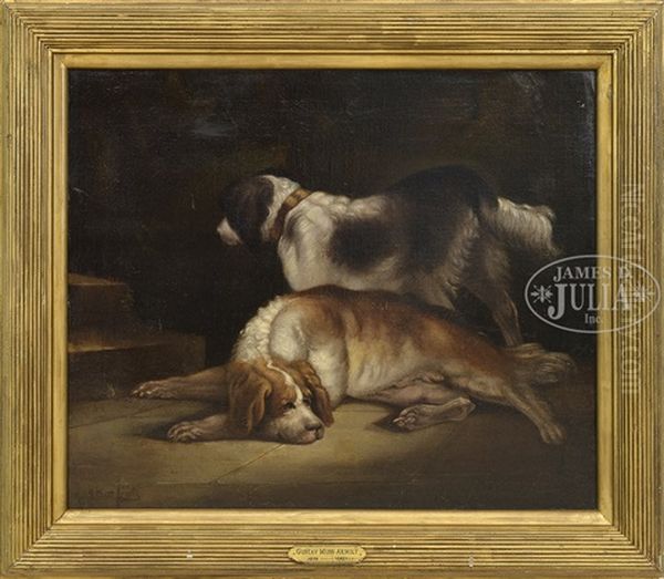 Two Dogs Oil Painting by Gustav Muss-Arnolt