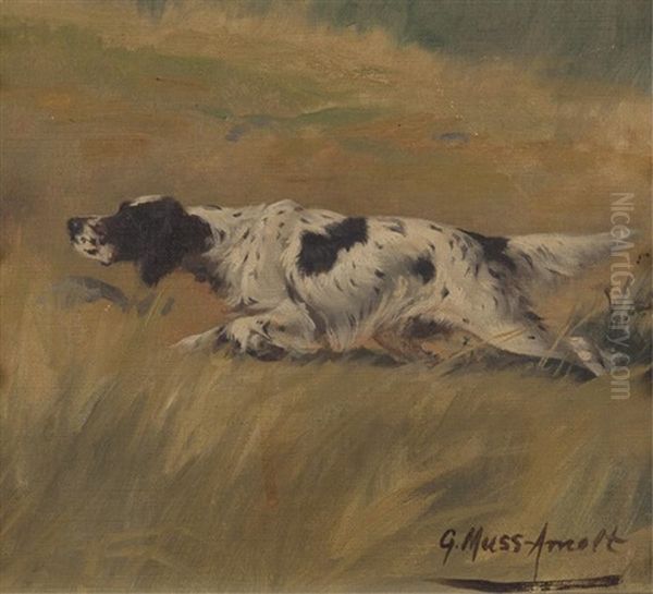 English Setter On Point Oil Painting by Gustav Muss-Arnolt