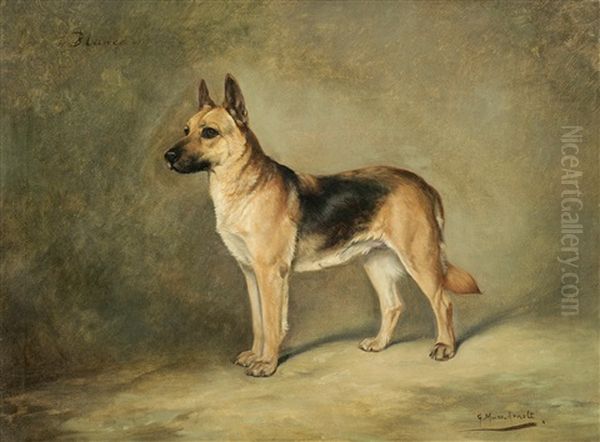 Blanca, A German Shepherd Dog Oil Painting by Gustav Muss-Arnolt