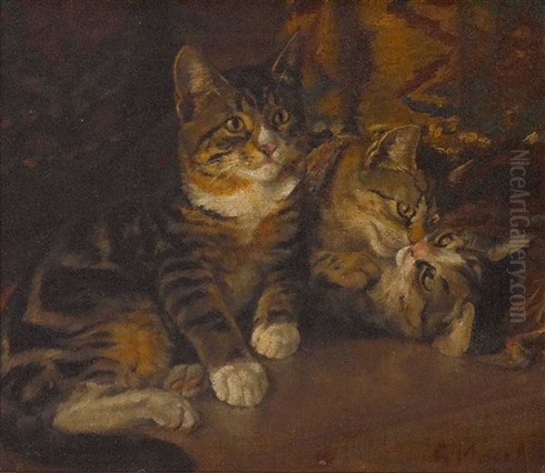 Drei Katzchen Oil Painting by Gustav Muss-Arnolt