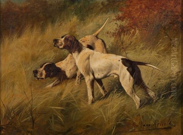 Pointers Oil Painting by Gustav Muss-Arnolt