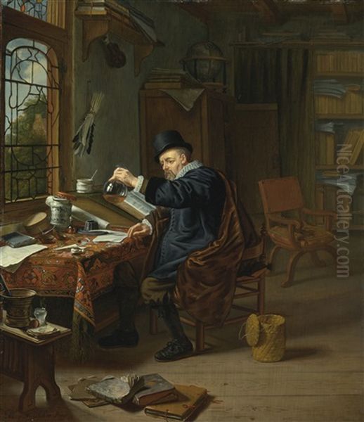 A Doctor In His Studio by Michiel van Musscher