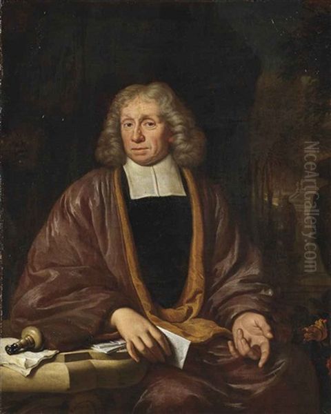 A Gentleman In His Study Oil Painting by Michiel van Musscher