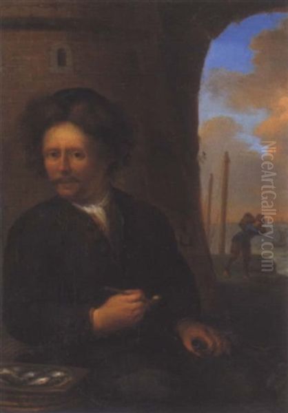 Ein Fischhandler Oil Painting by Michiel van Musscher