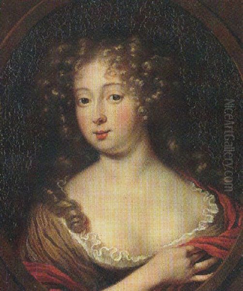 Portrait Of A Young Lady Wearing A Red Dress Oil Painting by Michiel van Musscher