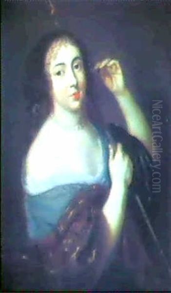 Portrait Eines Madchens Mit Perlenkette. Oil Painting by Michiel van Musscher